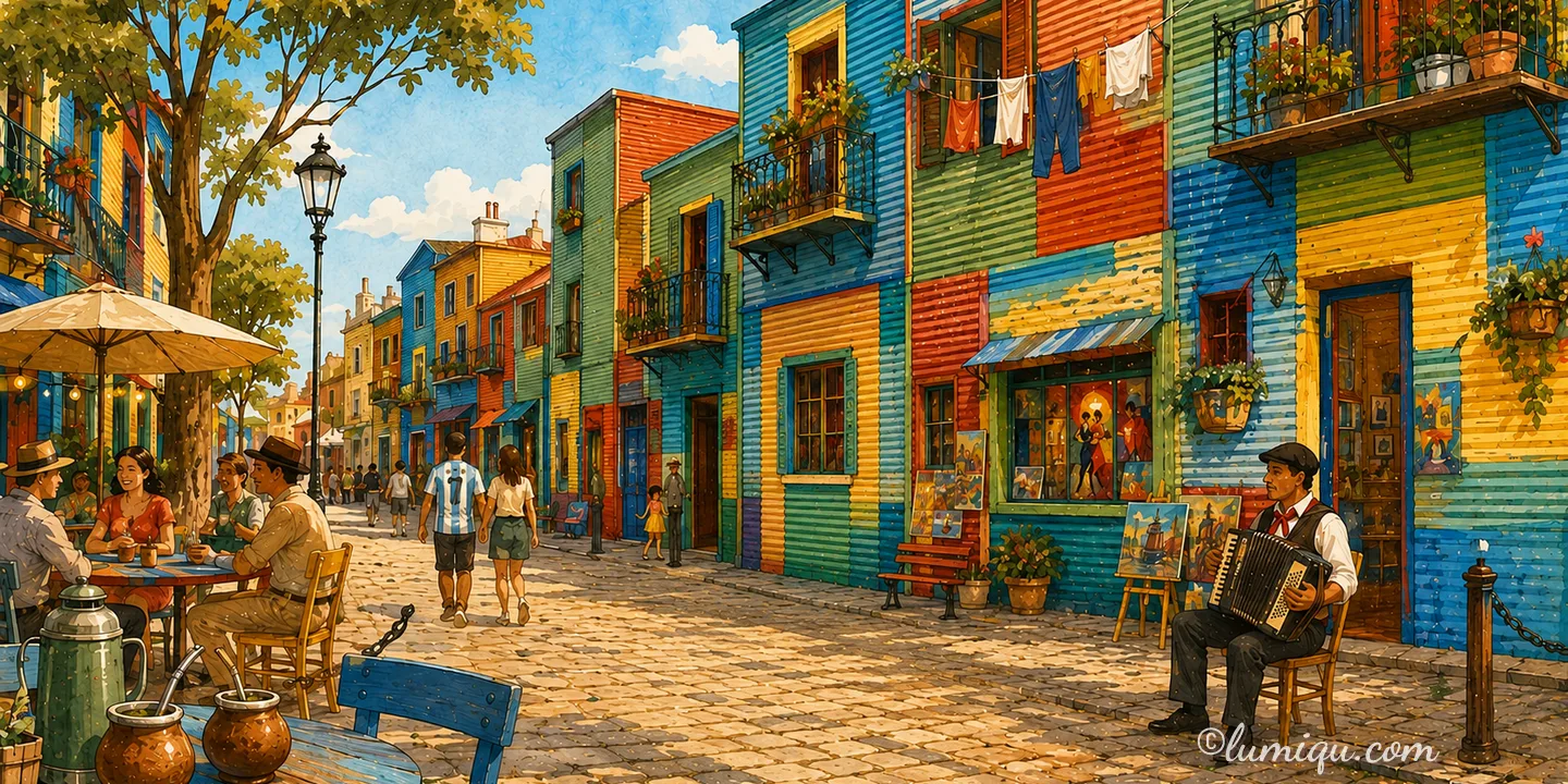 アルゼンチンの街かどのイメージイラスト
