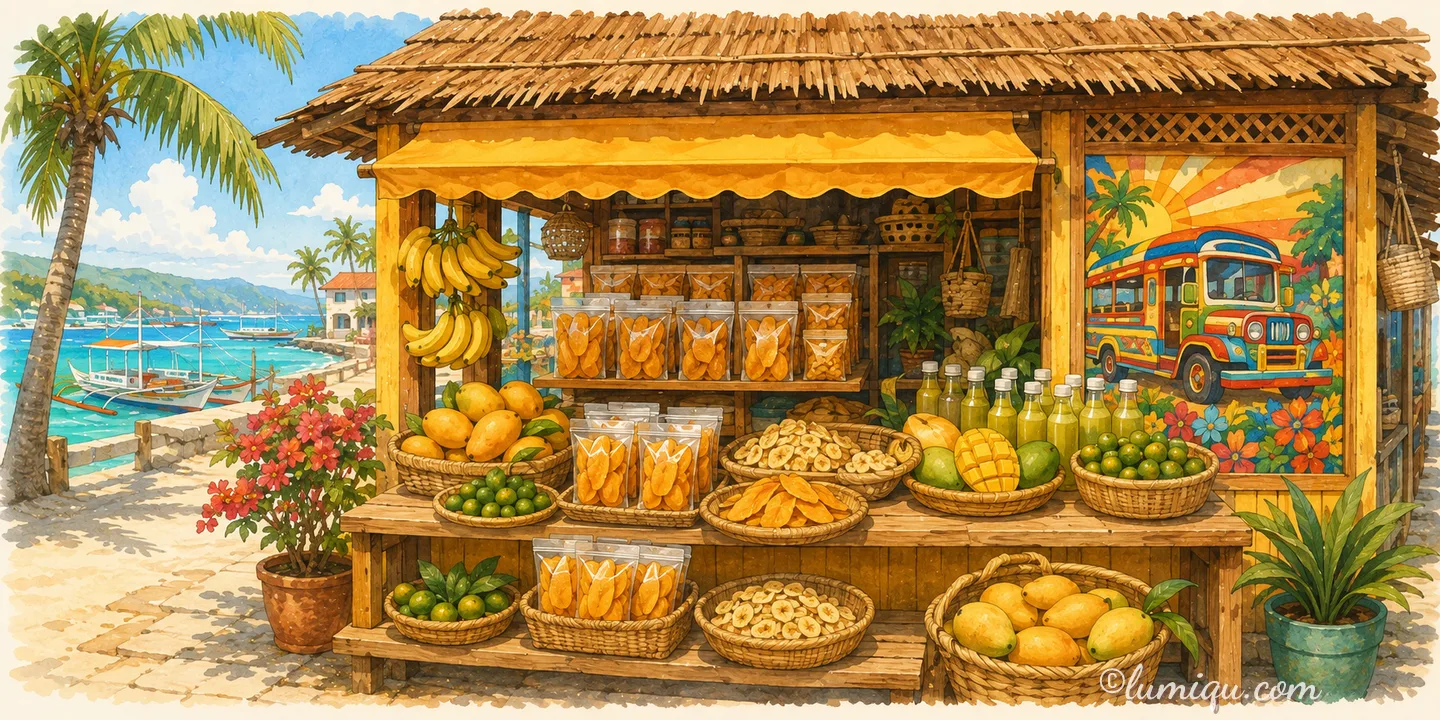 南国ドライフルーツの店 マブハイ（空想のお店）の店構えイラスト