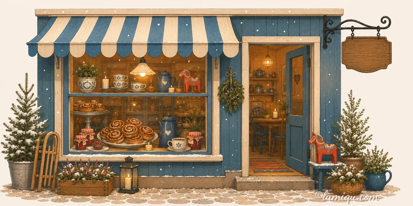 フィーカの店 ソルシーダ（空想のお店）の店構えイラスト